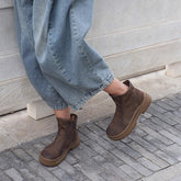 Flache Schuhe Seitlicher Reißverschluss Retro Stiefeletten
